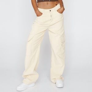 NWT never worn Nasty Gal light yellow corduroy cargo pants